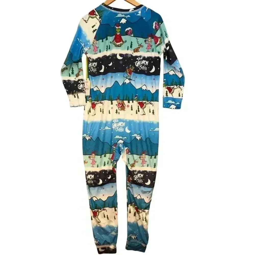 The Grinch Justice Sleep Girls NWT Multicolor‎ Polyester One Piece Sleepwear L